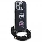 Carcasa Karl Lagerfeld IML Crossbody Karl and Choupette compatibila cu iPhone 16 Pro, Negru 3 - lerato.ro