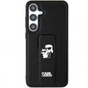 Carcasa Karl Lagerfeld Gripstand Saffiano Karl and Choupette compatibila cu Samsung Galaxy S24 Ultra, Negru