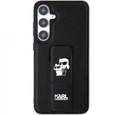 Carcasa Karl Lagerfeld Gripstand Saffiano Karl and Choupette compatibila cu Samsung Galaxy S24 Ultra, Negru