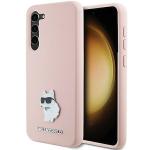 Carcasa Karl Lagerfeld Silicone Choupette Metal Pin compatibila cu Samsung Galaxy S24, Roz 4 - lerato.ro
