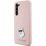 Carcasa Karl Lagerfeld Silicone Choupette Metal Pin compatibila cu Samsung Galaxy S24, Roz 3 - lerato.ro