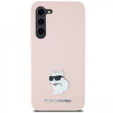 Carcasa Karl Lagerfeld Silicone Choupette Metal Pin compatibila cu Samsung Galaxy S24, Roz