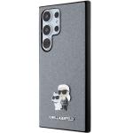 Carcasa Karl Lagerfeld Saffiano Karl and Choupette Metal Pin compatibila cu Samsung Galaxy S24 Ultra, Gri 3 - lerato.ro