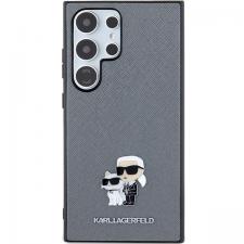 Carcasa Karl Lagerfeld Saffiano Karl and Choupette Metal Pin compatibila cu Samsung Galaxy S24 Ultra, Gri