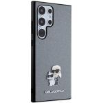Carcasa Karl Lagerfeld Saffiano Karl and Choupette Metal Pin compatibila cu Samsung Galaxy S24 Ultra, Gri 5 - lerato.ro