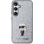 Carcasa Karl Lagerfeld Glitter Ikonik Logo Metal Logo compatibila cu Samsung Galaxy S24, Silver 2 - lerato.ro