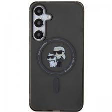 Carcasa Karl Lagerfeld Karl and Choupette Glitter MagSafe compatibila cu Samsung Galaxy S24 Plus, Negru