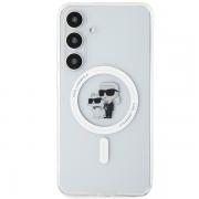Carcasa Karl Lagerfeld IML Karl and Choupette Glitter Magsafe compatibila cu Samsung Galaxy S24 Plus, Transparent