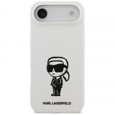 Carcasa Karl Lagerfeld Silicone Karl Sketch and Logo MagSafe compatibila cu iPhone 17 Air, Alb