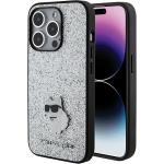 Carcasa Karl Lagerfeld Glitter Choupette Logo Metal Logo compatibila cu iPhone 15 Pro, Silver 4 - lerato.ro