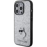 Carcasa Karl Lagerfeld Glitter Choupette Logo Metal Logo compatibila cu iPhone 15 Pro, Silver 3 - lerato.ro