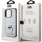 Carcasa Karl Lagerfeld Glitter Choupette Logo Metal Logo compatibila cu iPhone 15 Pro, Silver 9 - lerato.ro