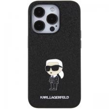 Carcasa Karl Lagerfeld Fixed Glitter Ikonik Metal Logo compatibila cu iPhone 15 Pro, Negru