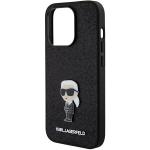 Carcasa Karl Lagerfeld Fixed Glitter Ikonik Metal Logo compatibila cu iPhone 15 Pro, Negru 7 - lerato.ro