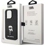 Carcasa Karl Lagerfeld Fixed Glitter Ikonik Metal Logo compatibila cu iPhone 15 Pro, Negru 9 - lerato.ro