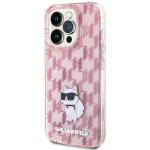 Carcasa Karl Lagerfeld Monogram Choupette compatibila cu iPhone 15 Pro, Roz 3 - lerato.ro