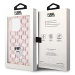 Carcasa Karl Lagerfeld Monogram Choupette compatibila cu iPhone 15 Pro, Roz 9 - lerato.ro