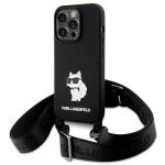 Carcasa Karl Lagerfeld Crossbody Silicone Choupette compatibila cu iPhone 15 Pro, Negru 3 - lerato.ro