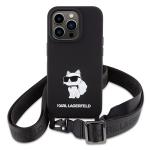 Carcasa Karl Lagerfeld Crossbody Silicone Choupette compatibila cu iPhone 15 Pro, Negru 2 - lerato.ro