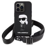Carcasa Karl Lagerfeld Crossbody Silicone Ikonik compatibila cu iPhone 15 Pro, Negru 2 - lerato.ro