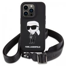 Carcasa Karl Lagerfeld Crossbody Silicone Ikonik compatibila cu iPhone 15 Pro, Negru