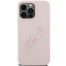 Carcasa Karl Lagerfeld Silicone Karl Script compatibila cu iPhone 15 Pro, Roz