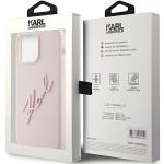 Carcasa Karl Lagerfeld Silicone Karl Script compatibila cu iPhone 15 Pro, Roz 9 - lerato.ro
