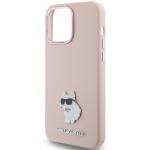 Carcasa Karl Lagerfeld Silicone Choupette Metal Pin compatibila cu iPhone 15 Pro, Roz 7 - lerato.ro