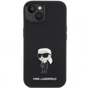 Carcasa Karl Lagerfeld Silicone Ikonik Metal Pin compatibila cu iPhone 15 Plus / 14 Plus, Negru