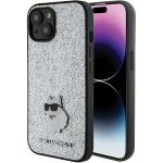Carcasa Karl Lagerfeld Glitter Choupette Logo Metal Logo compatibila cu iPhone 15 / 14 / 13, Silver 4 - lerato.ro