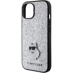 Carcasa Karl Lagerfeld Glitter Choupette Logo Metal Logo compatibila cu iPhone 15 / 14 / 13, Silver 7 - lerato.ro