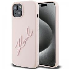 Huse si carcase iPhone 14, Carcasa Karl Lagerfeld Silicone Karl Script compatibila cu iPhone 15 / 14 / 13, Roz, lerato.ro