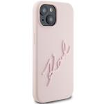 Carcasa Karl Lagerfeld Silicone Karl Script compatibila cu iPhone 15 / 14 / 13, Roz 5 - lerato.ro