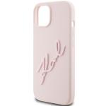 Carcasa Karl Lagerfeld Silicone Karl Script compatibila cu iPhone 15 / 14 / 13, Roz 7 - lerato.ro