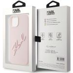 Carcasa Karl Lagerfeld Silicone Karl Script compatibila cu iPhone 15 / 14 / 13, Roz 9 - lerato.ro