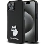 Carcasa Karl Lagerfeld Silicone Choupette Metal Pin compatibila cu iPhone 15 / 14 / 13, Negru 4 - lerato.ro