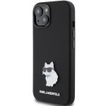 Carcasa Karl Lagerfeld Silicone Choupette Metal Pin compatibila cu iPhone 15 / 14 / 13, Negru 3 - lerato.ro