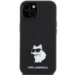 Carcasa Karl Lagerfeld Silicone Choupette Metal Pin compatibila cu iPhone 15 / 14 / 13, Negru 2 - lerato.ro