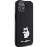 Carcasa Karl Lagerfeld Silicone Choupette Metal Pin compatibila cu iPhone 15 / 14 / 13, Negru 5 - lerato.ro