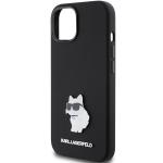 Carcasa Karl Lagerfeld Silicone Choupette Metal Pin compatibila cu iPhone 15 / 14 / 13, Negru 7 - lerato.ro