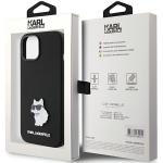 Carcasa Karl Lagerfeld Silicone Choupette Metal Pin compatibila cu iPhone 15 / 14 / 13, Negru 9 - lerato.ro