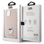 Carcasa Karl Lagerfeld Silicone Choupette Metal Pin compatibila cu iPhone 15 / 14 / 13, Roz 9 - lerato.ro