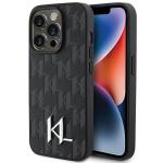 Carcasa Karl Lagerfeld Leather Monogram Hot Stamp compatibila cu iPhone 15 Pro Max, Negru 4 - lerato.ro