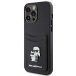 Carcasa Karl Lagerfeld Saffiano Cardslot KC Metal Pin compatibila cu iPhone 15 Pro Max, Negru 3 - lerato.ro
