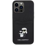 Carcasa Karl Lagerfeld Saffiano Cardslot KC Metal Pin compatibila cu iPhone 15 Pro Max, Negru 2 - lerato.ro