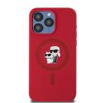 Carcasa Karl Lagerfeld Silicone Karl and Choupette compatibila cu iPhone 15 Pro Max, Rosu 2 - lerato.ro