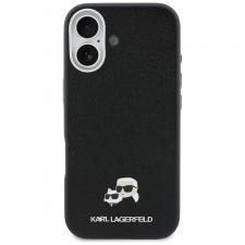 Husa Karl Lagerfeld Karl and Choupette Head Pins Saffiano cu MagSafe compatibila cu iPhone 17, Negru
