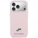 Husa Karl Lagerfeld Karl and Choupette Head Pins Saffiano cu MagSafe compatibila cu iPhone 17 Pro Max, Roz 2 - lerato.ro
