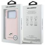 Husa Karl Lagerfeld Karl and Choupette Head Pins Saffiano cu MagSafe compatibila cu iPhone 17 Pro, Roz 9 - lerato.ro