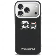 Husa Karl Lagerfeld Karl and Choupette Print Pocket compatibila cu iPhone 17 Pro Max, Negru